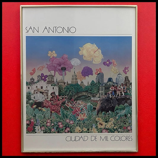 Vintage 1991 San Antonio: Ciudad de Mil Colores Fiesta Centennial Framed Poster by Christopher Moroney