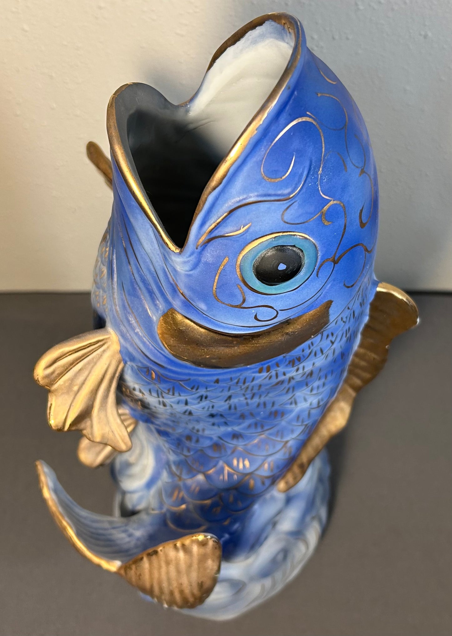 Vintage 1980’s Chinese Export Porcelain Figural Koi Fish Vase