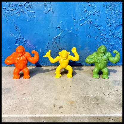 Lot of 3 Vintage 1970’s American Diener Industries Rubber Novelty Gorilla/Chimpanzee Erasers
