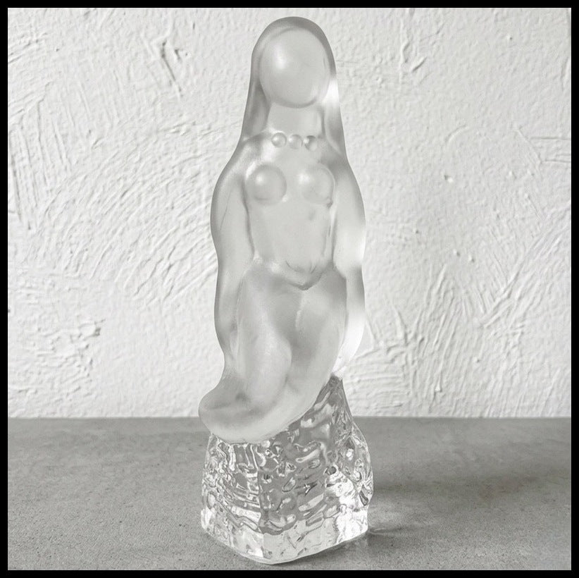 Vintage 1960’s Swedish Mid Century Modern Paul Kedelv for Reijmyre Glasbruk Art Glass Mermaid Sculpture Figurine
