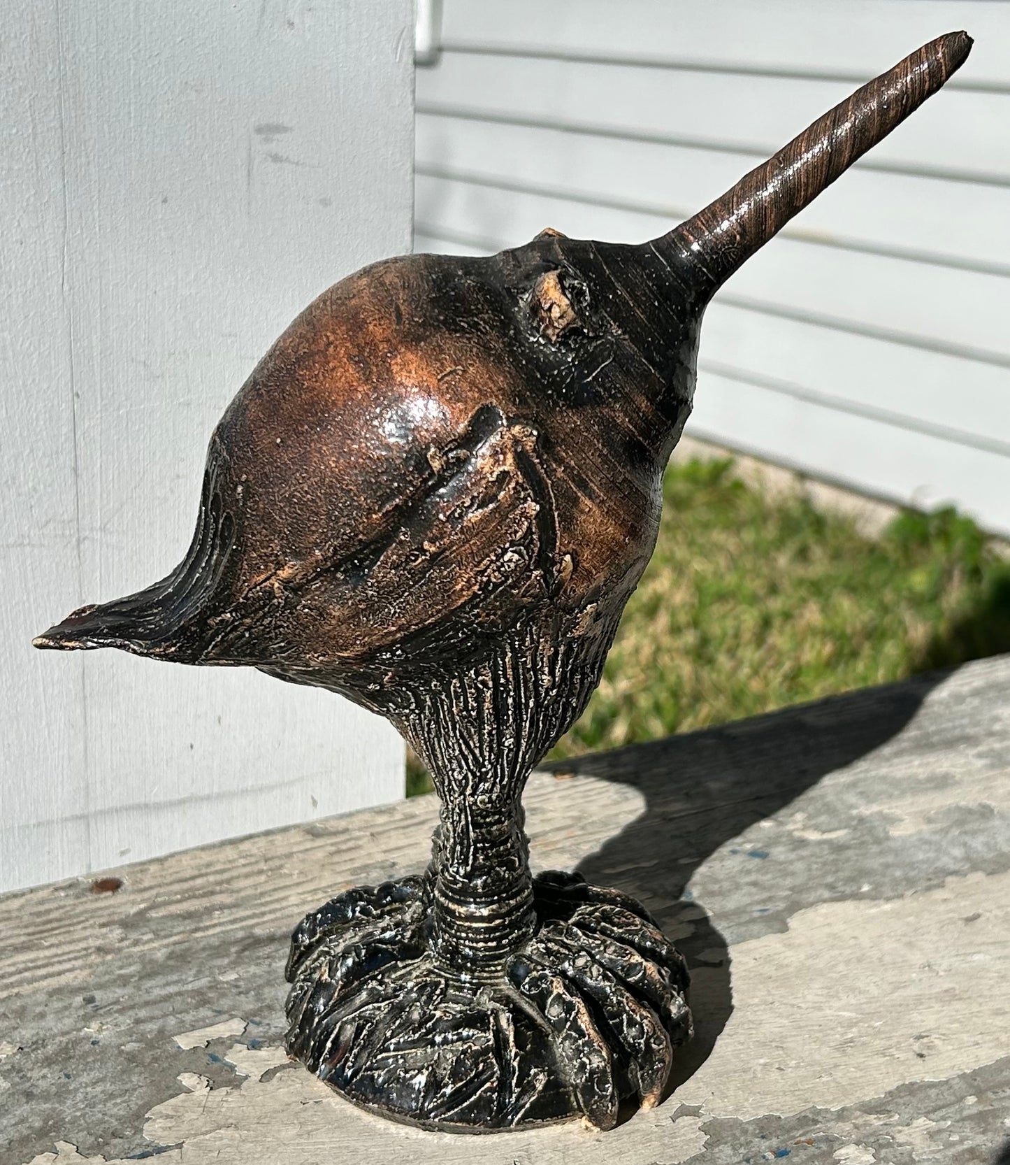 Vintage American 1971 Contemporary Style Kiwi Bird Clay Sculpture by Bernie Hill (Louisiana)