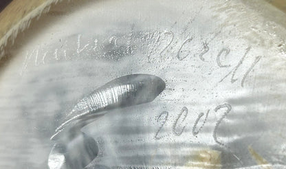 2002 Michael Rozell Art Glass Contemporary Style Fossil Line Footed Bowl (American)