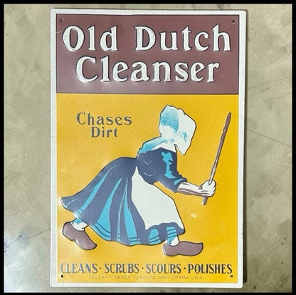 Vintage 1990’s Old Dutch Cleanser Antique Style Tin Metal Advertising Sign