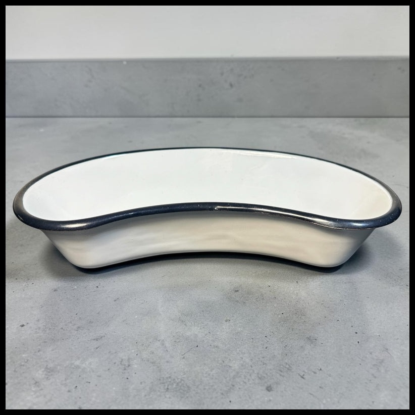 Vintage Mid 20th Century American White Porcelain Enamelware Medical Surgical Tray Kidney Dish