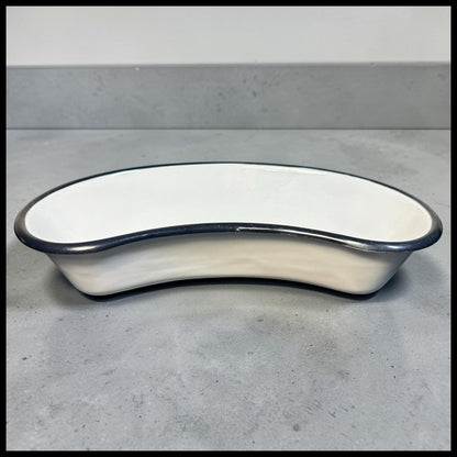 Vintage Mid 20th Century American White Porcelain Enamelware Medical Surgical Tray Kidney Dish