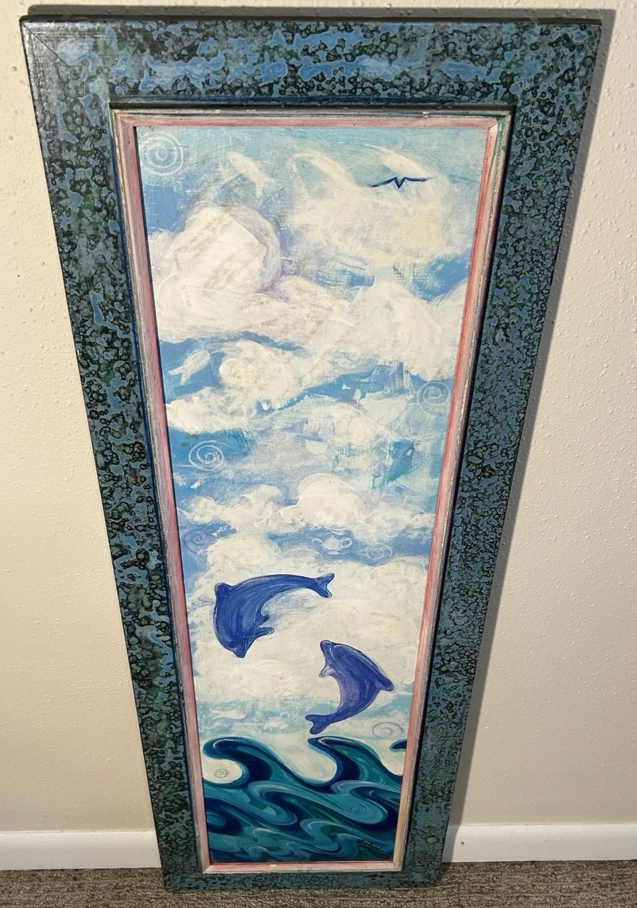 Vintage Robin Case - “Racing to Ship Island” Framed Acrylic Painting on Wood Panel (2000) (American)