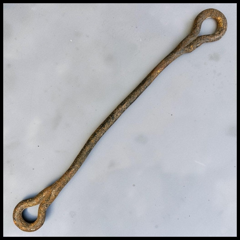 Late 19th Century American Primitive Hand-Forged Wrought Iron Double-Eye Linkage Rod