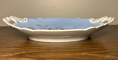 Late 19th Century German Victorian Gotha Thuringia Porcelain Transferware/Hand-Painted Gilded Floral Morif Double Handled Bowl