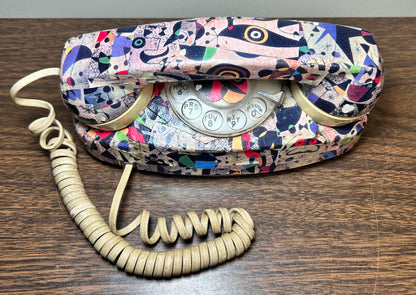 Vintage Late 1970’s/Early 1980’s American Joan Miro Art Style Decoupage Western Electric CS702BM Rotary Dial Desk Telephone