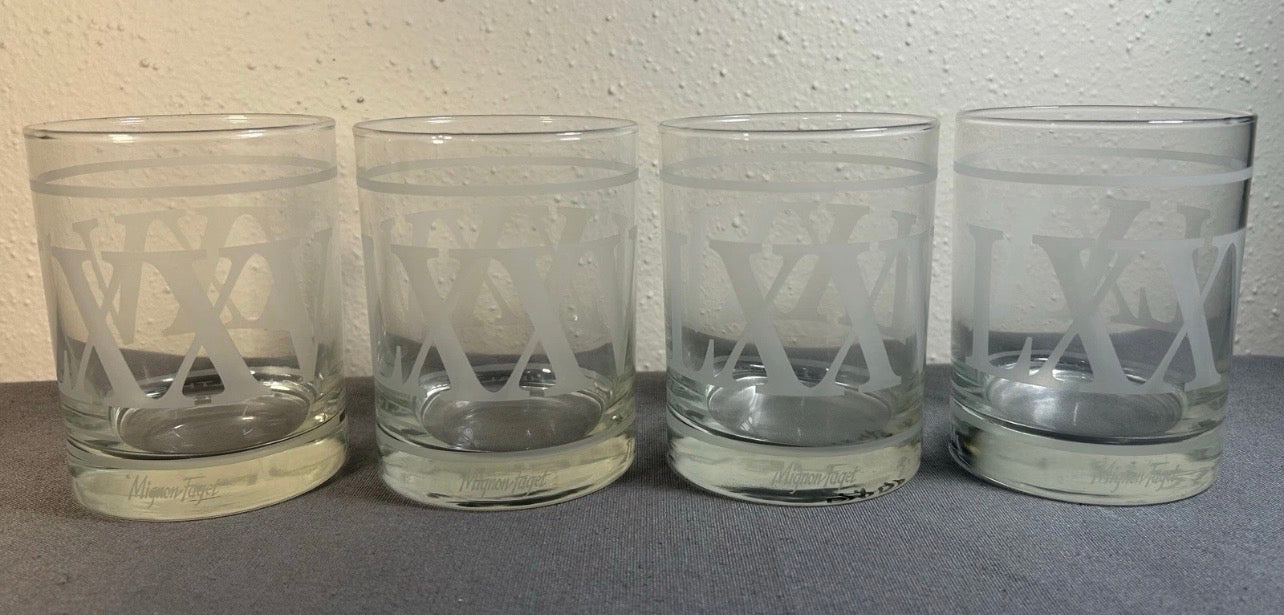 Set of 4 2017 Mignon Faget Ochsner Health System 75th Anniversary Lowball/Rocks Glasses