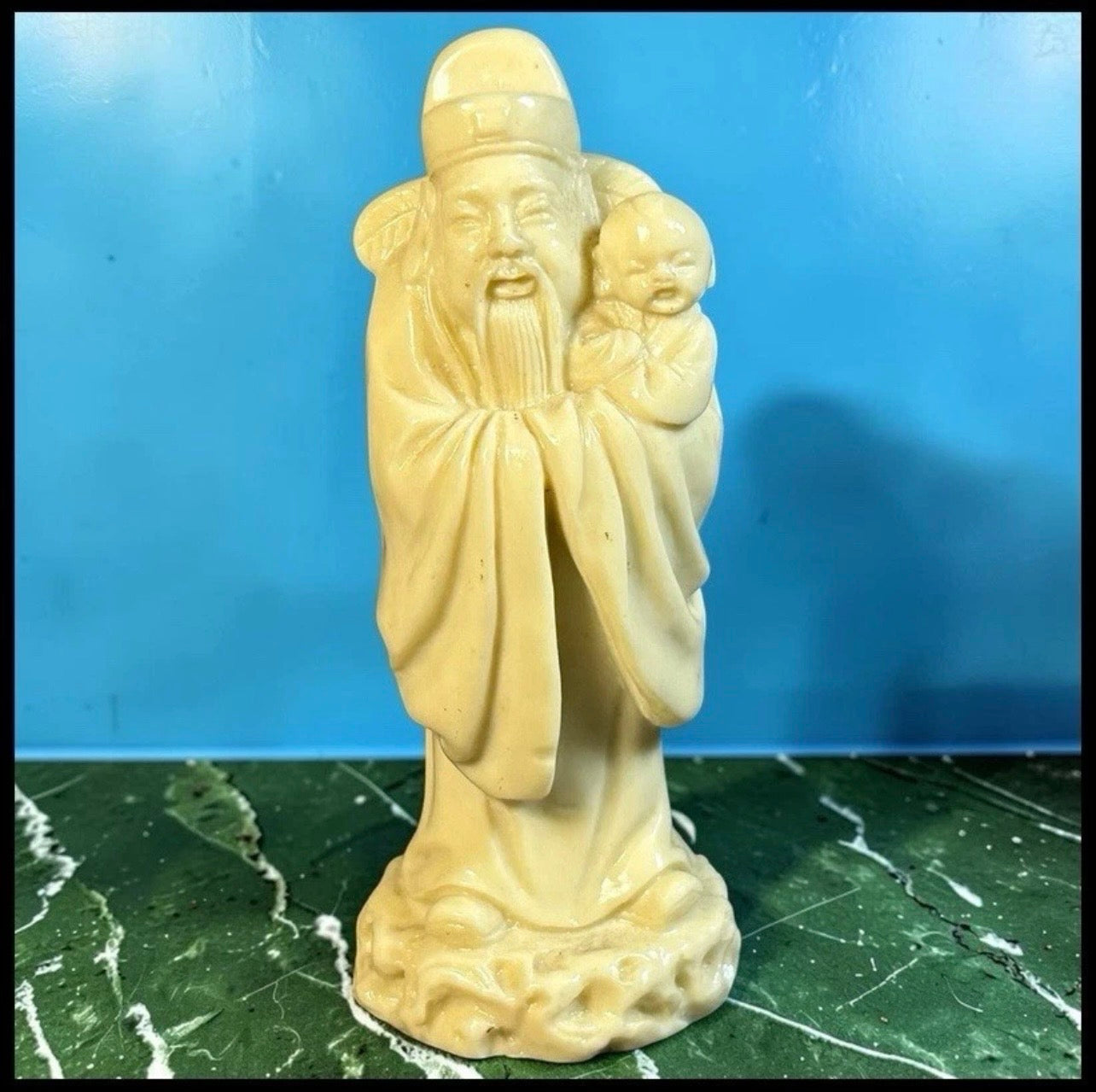 Vintage 1960’s Chinese Faux Ivory Resin Taoist God Fu Xing Figurine