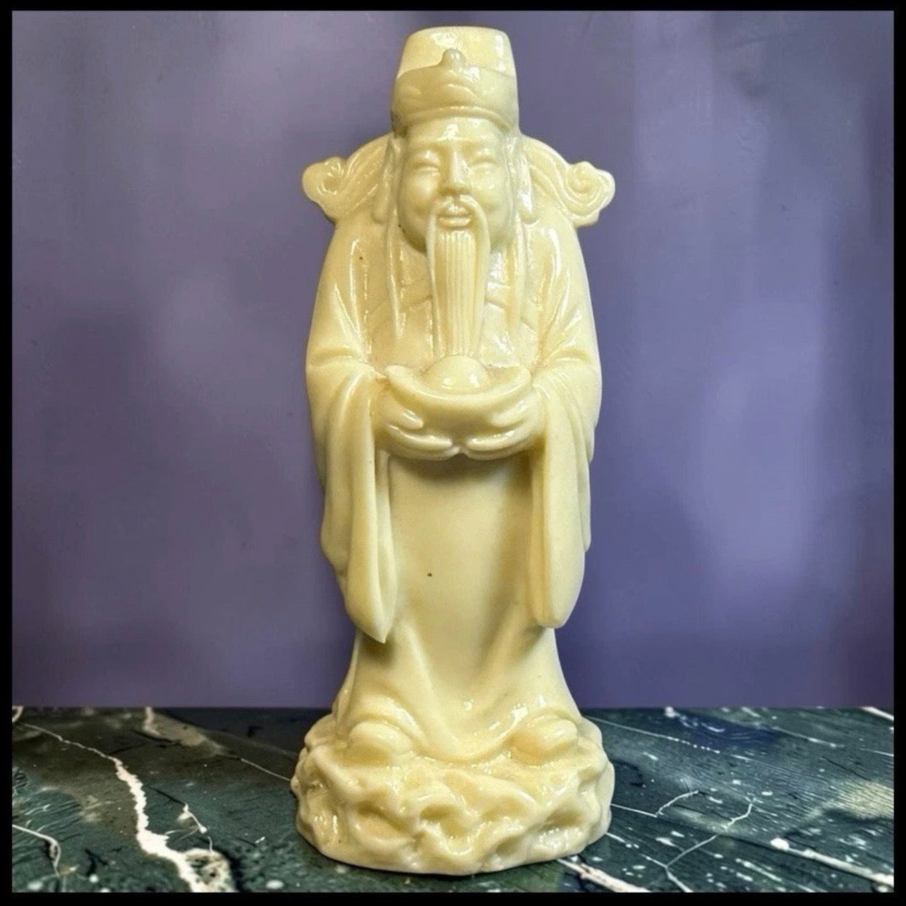 Vintage 1960’s Chinese Faux Ivory Resin Taoist God Lu Xing Figurine
