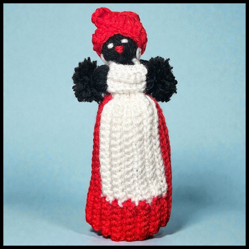 Vintage Mid 20th Century Handmade Black Americana Mammy Yarn Doll