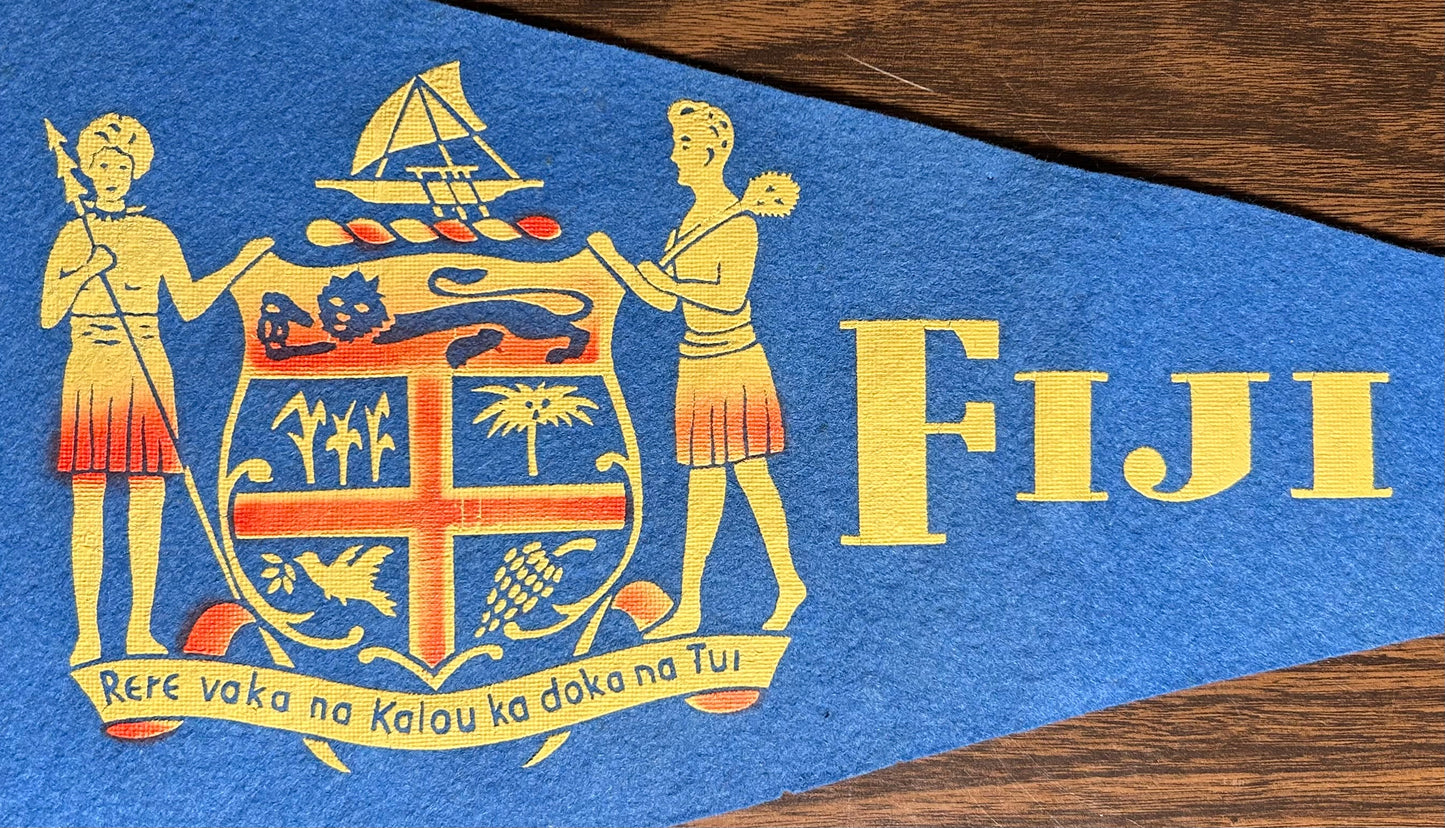 Vintage 1950’s Fiji National Seal Souvenir Felt Pennant