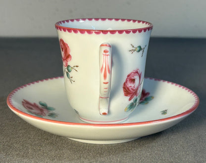 Vintage 1994-2006 Italian Richard Ginori Porcelain Antique Rose Amalfi Pink Demitasse Cup and Saucer Set (Retired)