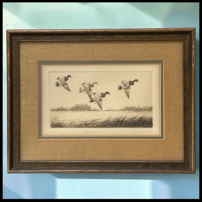 Vintage Circa 1970 Dell Weller - “Mallards Landing” Framed Signed Limited Edition Etching (#51/150) (New Orleans, Louisiana)