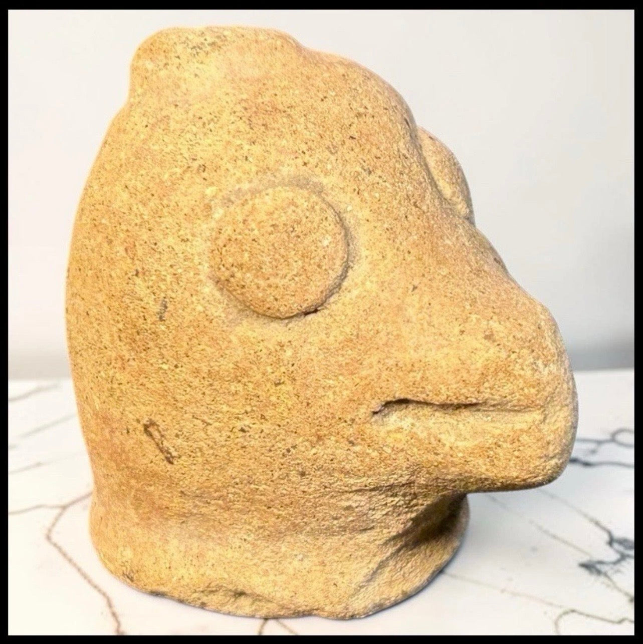 Vintage Circa 1970 Mexican Pre-Columbian Aztec Style Zoomorphic Terracotta Clay Bird Effigy Head Figurine