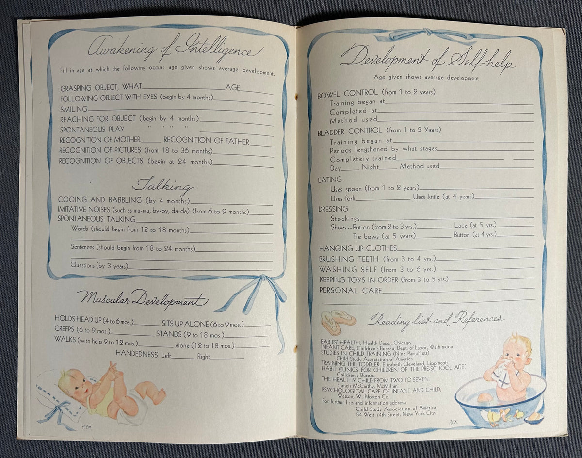 Late 1940’s American “Baby’s First Years” Blue Paperback Memory Journal Book