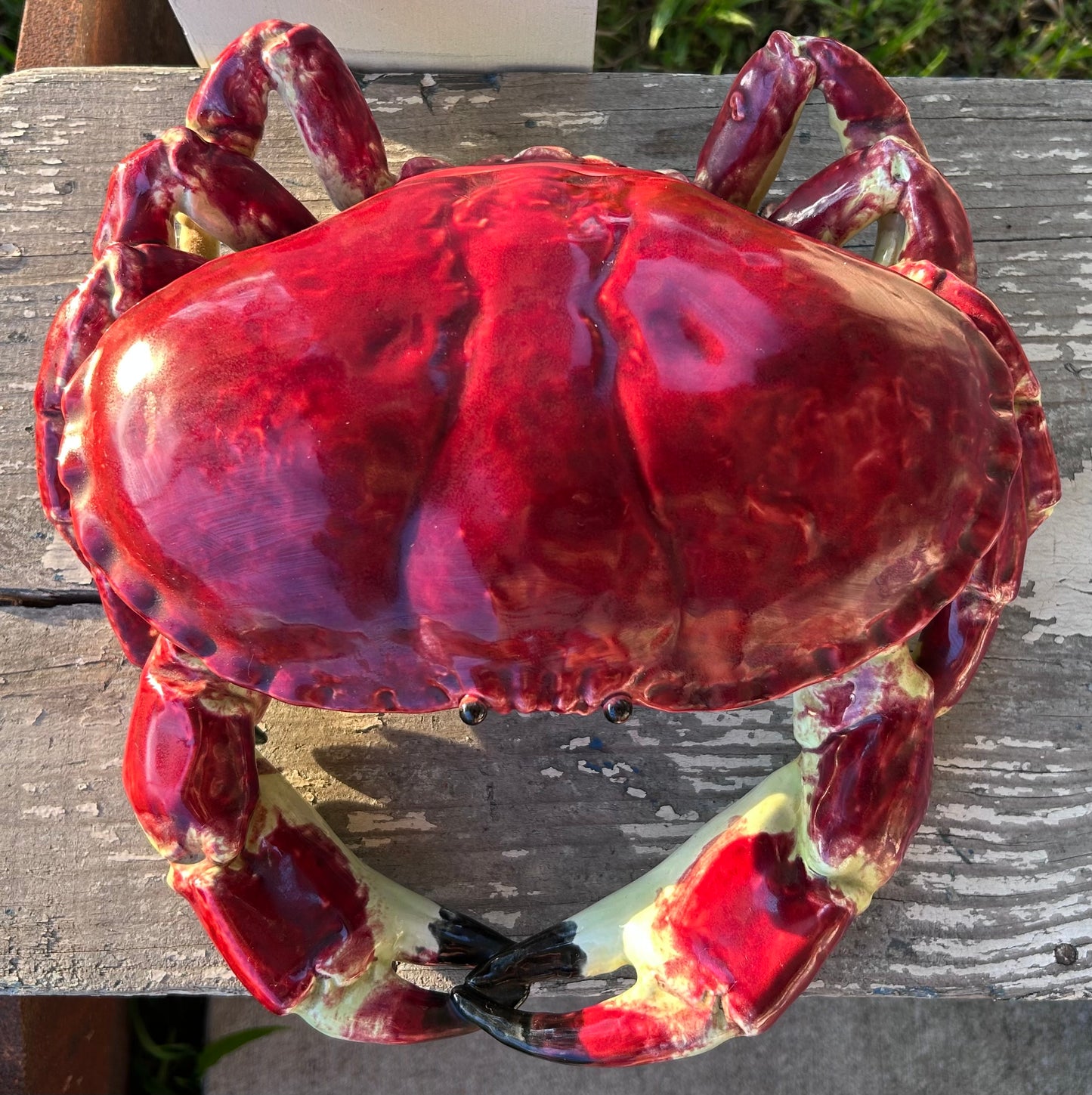 Vintage 1950’s French Palissy Ware Barbotine Majolica Crab Form Lidded Tureen