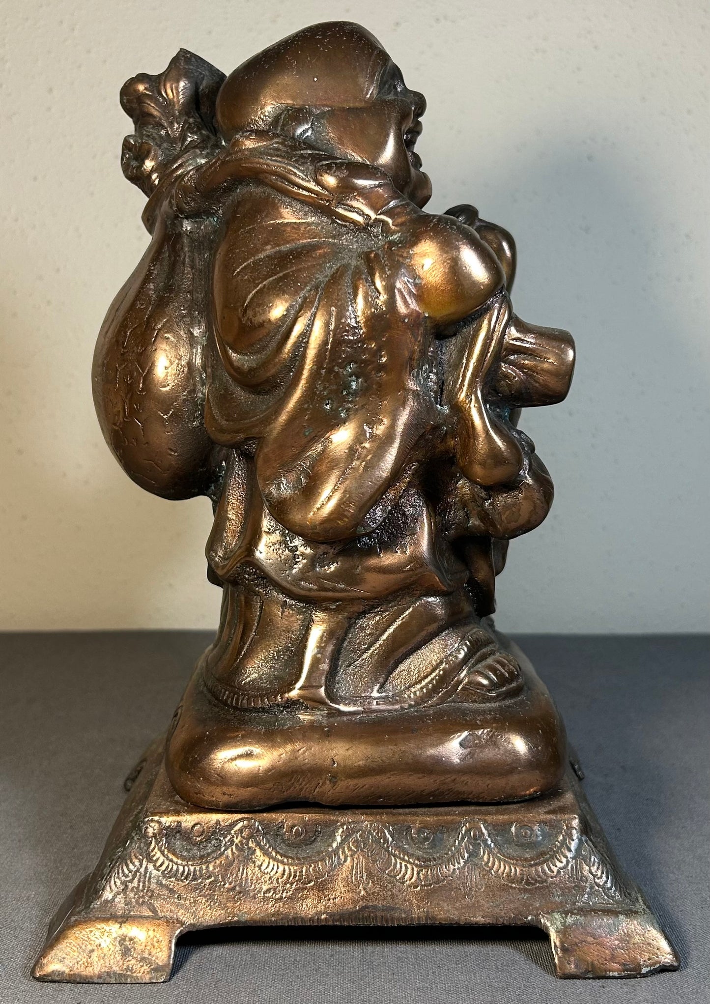 Early 20th Century American Orientalist Style Laughing Buddha Gilded Spelter Statue