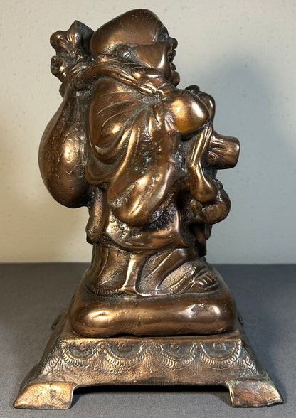Early 20th Century American Orientalist Style Laughing Buddha Gilded Spelter Statue
