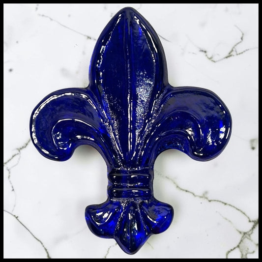 Vintage Mitchell Gaudet Studio Art Glass Cobalt Fleur de Lis Paperweight (20th Century) (New Orleans, Louisiana)