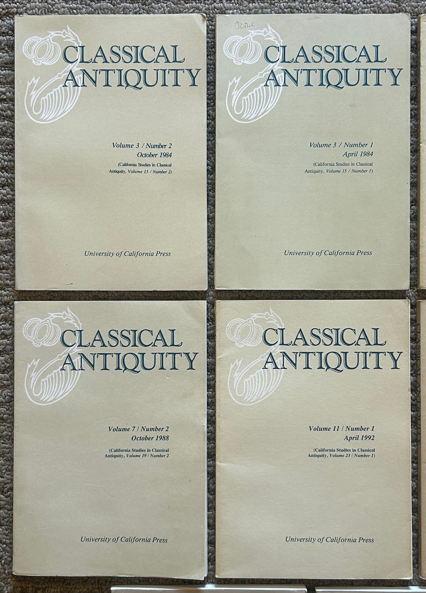 Lot of 11 Vintage 1984-1999 American Classic Antiquity Academic Journals Published by University of California Press