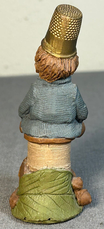 Vintage 1989 American Tom Clark Bobbin Resin Thimble Gnome Figurine with COA and Story Card