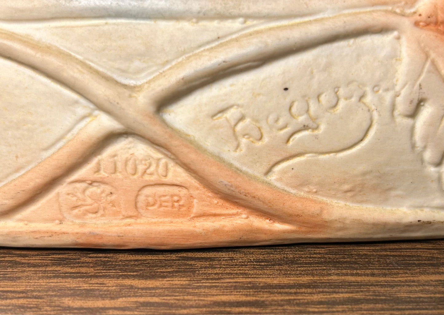 Circa 1930 German Scheibe-Alsbach Kister Bisque Porcelain Man with Bagpipes/Monkey with Cymbals Atop Grizzly Bear Figural Group