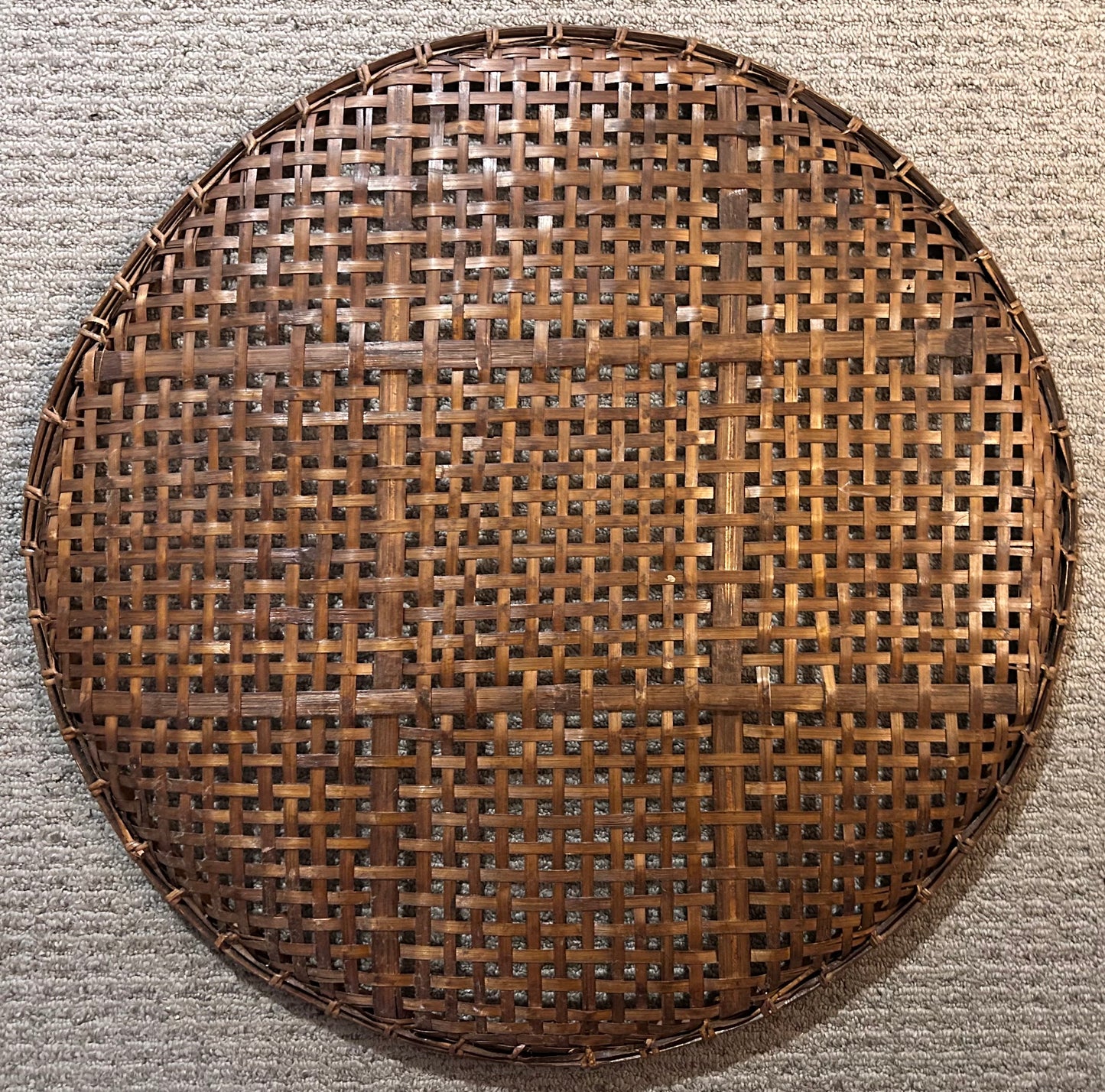 Vintage Mid 20th Century East Asian Woven Bamboo/Rattan Winnowing Basket