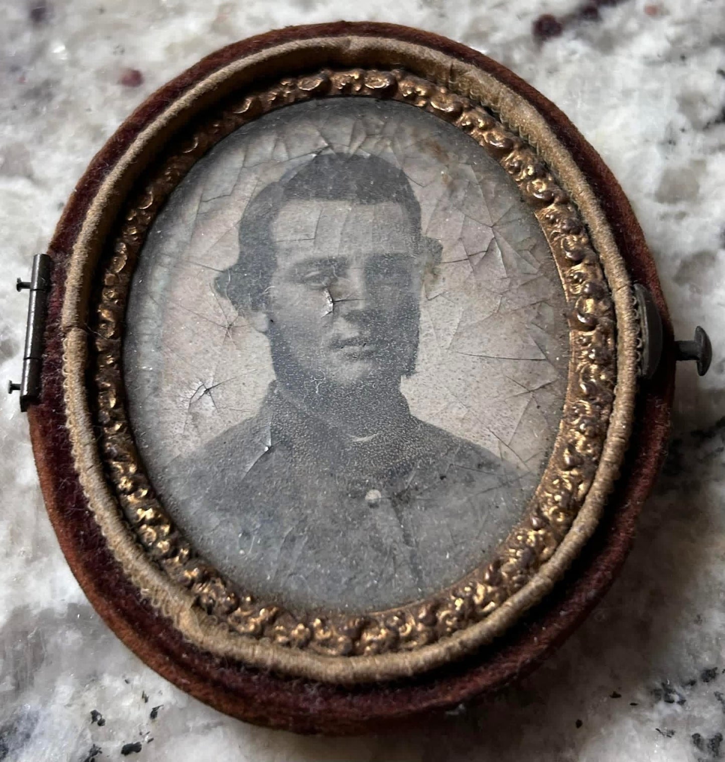 1861-1865 American Civil War Confederate Soldier Black/White Portrait Photograph in Case Attributed to John Valery Armant/Another Louisiana 18th Regiment Junior Officer