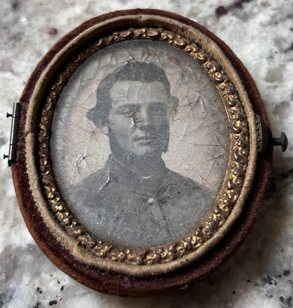 1861-1865 American Civil War Confederate Soldier Black/White Portrait Photograph in Case Attributed to John Valery Armant/Another Louisiana 18th Regiment Junior Officer