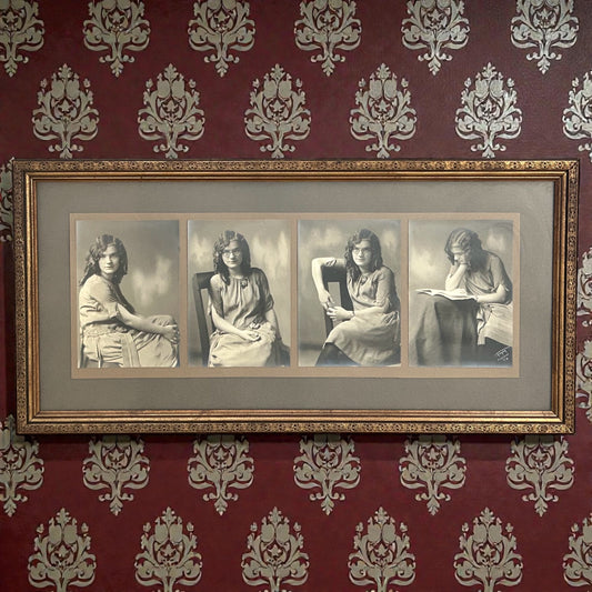 Circa 1920 American Edwardian Art Deco Set of 4 Framed Female Portrait Gelatin-Silver Photographs by Guy E. Tasker (Dubuque, Iowa)
