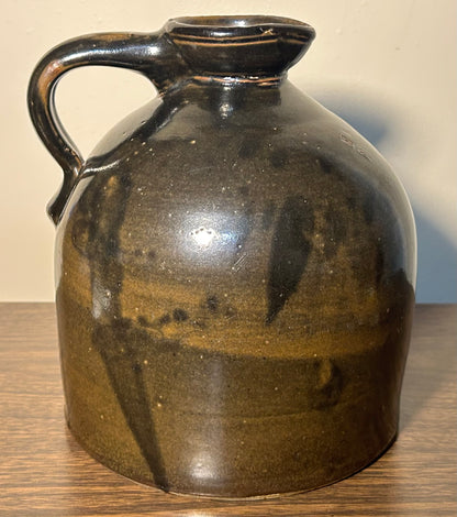 Circa 1883 American Primitive E. Norton & Co. Bennington Vermont Albany Slip Glazed Brown Stoneware Beehive-Form 1 Gallon Jug