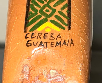 Vintage Circa 1970 Santa Maria de Jesus Ceresa Guatemala Pottery Terracotta Standing Ring Vase