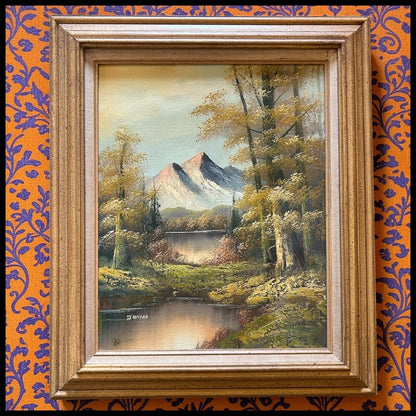 Vintage Circa 1970 American Impressionistic Realist Landscape Framed Oil Painting on Canvas Signed Jiacomo
