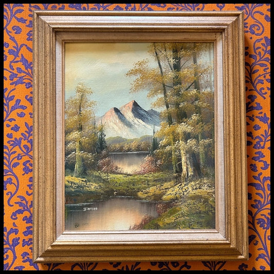 Vintage Circa 1970 American Impressionistic Realist Landscape Framed Oil Painting on Canvas Signed Jiacomo