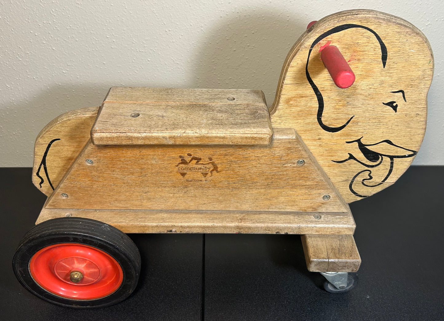 Vintage 1960’s American Community Playthings Wooden Ride-On Elephant Toy Made in Rifton, New York