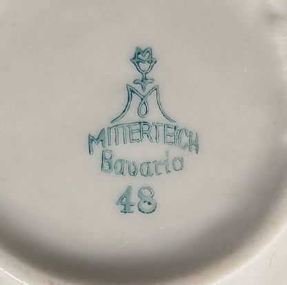 Pair of 1940’s German Mitterteich Bavaria Porcelain Gilded Violet Flower Motifs Personal Ashtrays