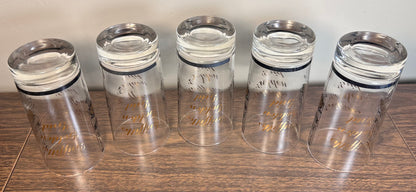 Set of 5 Vintage 1960’s American Mid Century Modern Griffiths Golden Grid Gilded Television Component Motifs Highball Glasses