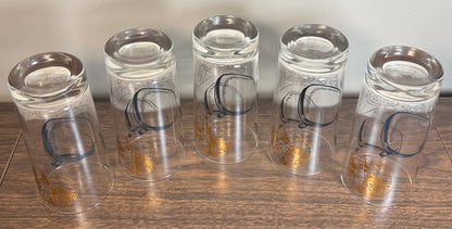 Set of 5 Vintage 1960’s American Thomas Electronics Mid Century Modern Gilded Television Component Motifs Highball Glasses