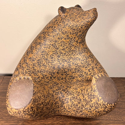 Vintage John H. Seymour Modernist Mottled Brown Stoneware Ceramic Large Sitting Bear Sculpture (20th Century)