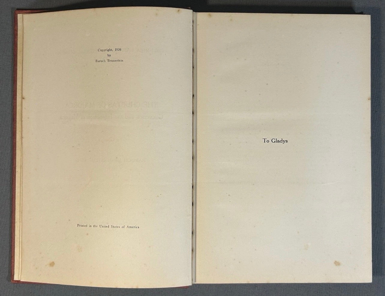 1936 “The Chuetas of Majorca” Hardcover Book by Baruch Braunstein (Signed Copy)