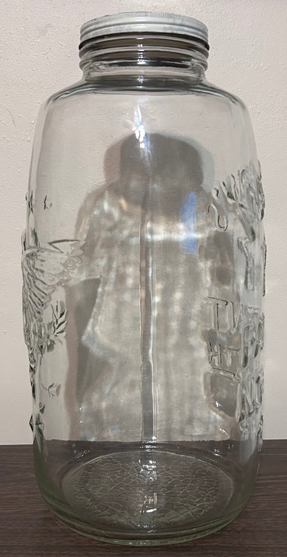 Vintage Circa 1975 American Owens-Illinois Clear Glass 4-Gallon Mason Jar with Lid