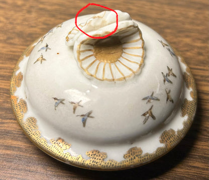 Early 20th Century Japanese Kutani Porcelain Hand-Painted Gilded Chrysanthemum Floral/Mountain Creek Landscape Motifs Teapot and Lidded Sugar Bowl Set (Meiji Period)