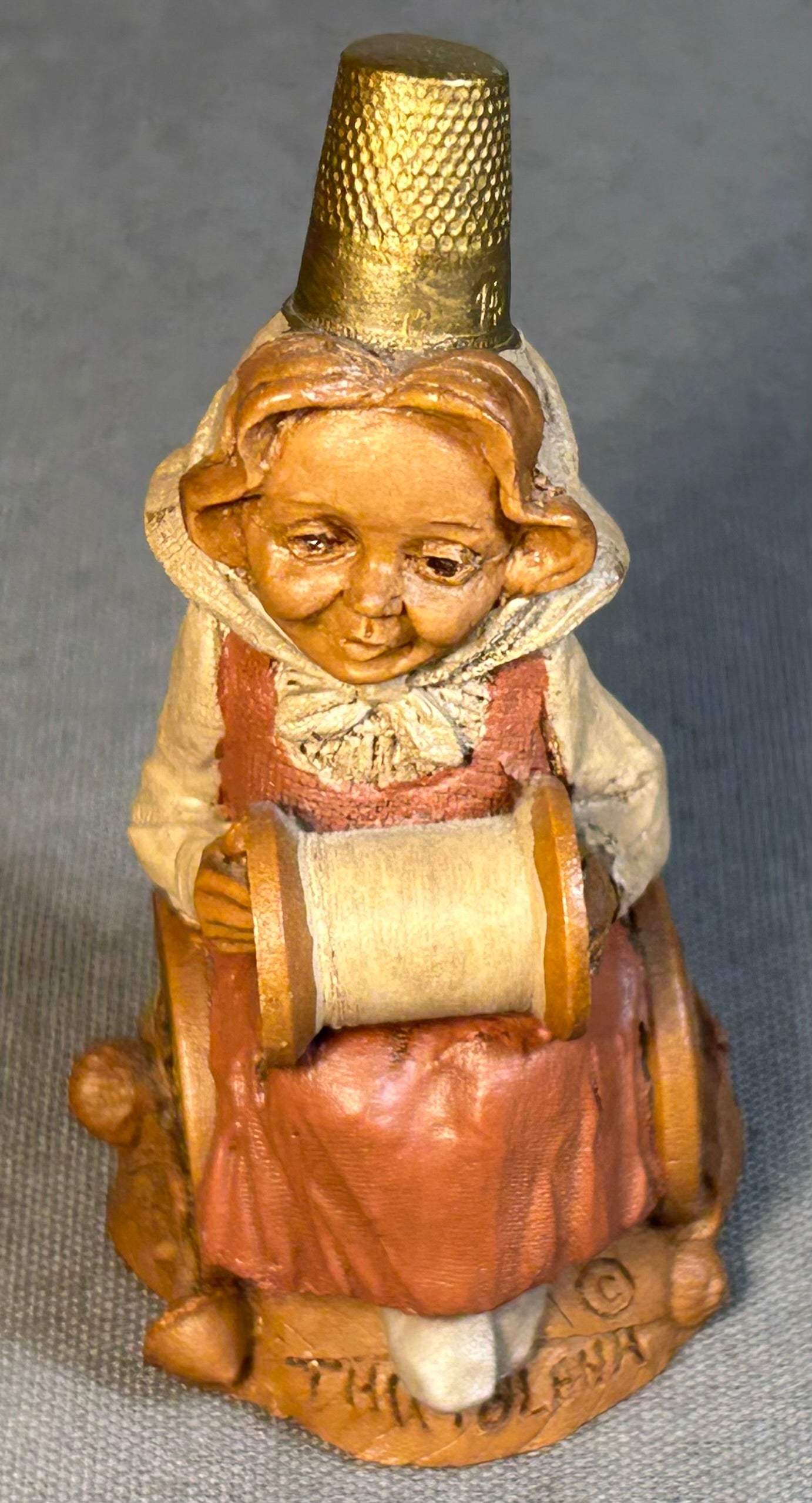Vintage 1988 American Tom Clark Thimblena Resin Thimble Gnome Figurine with COA and Story Card
