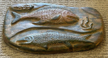 Vintage 1970’s Mexican Terracotta Clay Fish Motif Raised Relief Wall Plaque