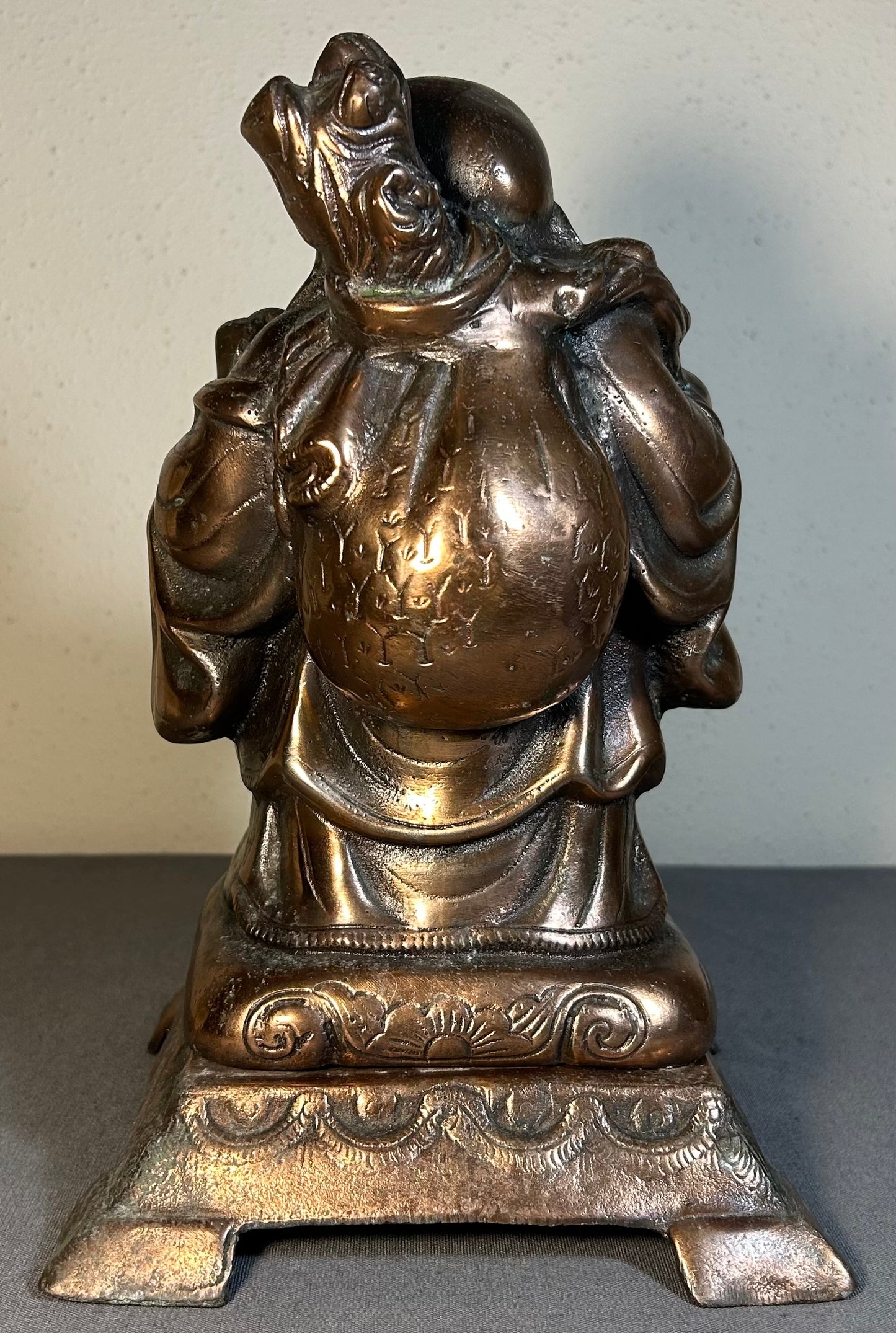 Early 20th Century American Orientalist Style Laughing Buddha Gilded Spelter Statue
