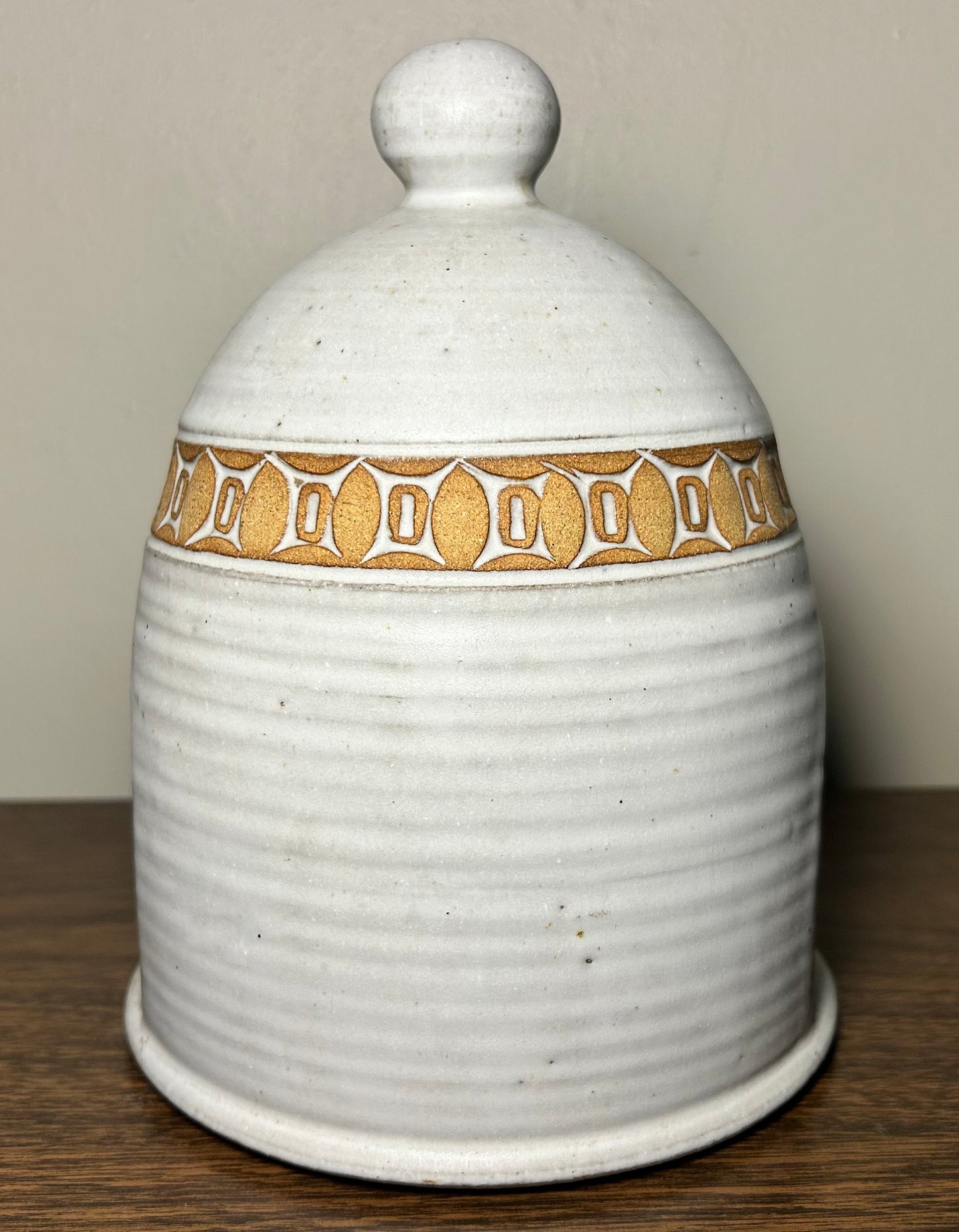 Vintage Circa 1955 Mid Century Modern Los Artesanos Puerto Rico Pottery Sgrafitto Stoneware Dome Tealight