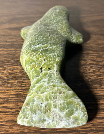 Vintage Canadian Inuit Serpentine Stone Whale Carving (20th Century)